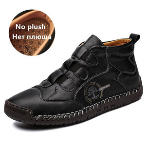 Zicowa Men Shoes - High Quality Leather Warm Plush Snow Boots