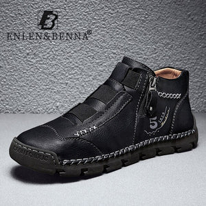 Zicowa Men Shoes - Casual Leather Non Slip Breathable Ankle Boots(Buy 2 Get Extra 10% OFF,Buy 3 Get Extra 15% OFF)