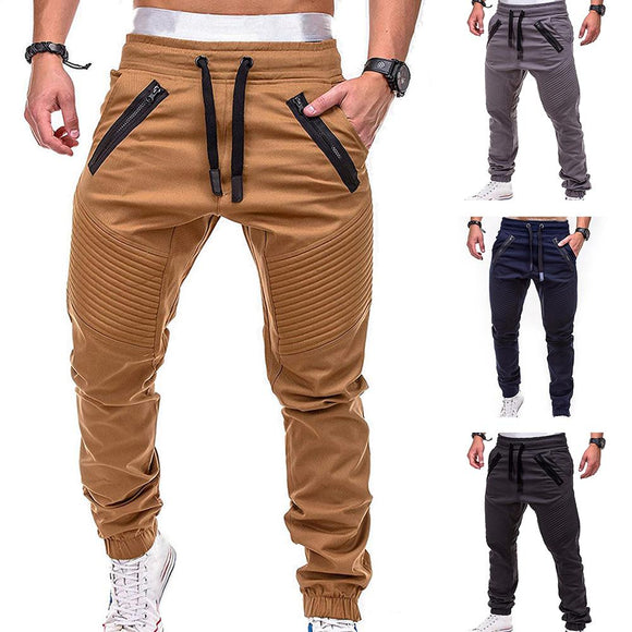 Zicowa Men Clothing - Slim Tracksuit Sports Solid Male Gym Cotton Skinny Joggers
