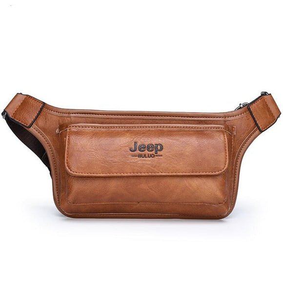 Men Leather Casual Functional Money Phone Belt Bag