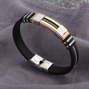 New Arrival Black Silicone Metal Bangles