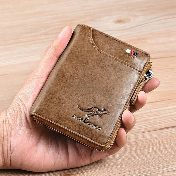 Men's RFID Blocking Leather Wallet with Zipper