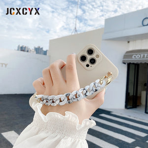 Zicowa Phone Case - luxury marble bracelet wrist chain soft phone case for iphone 12 series