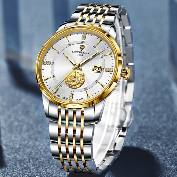 Luxury Stainless Steel 30M Waterproof Quartz Wristwatch