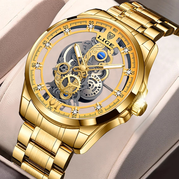 Luxury Fashion Men Skeleton Automatic Quartz Watch