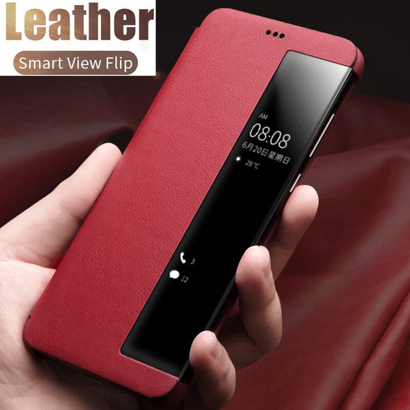 Zicowa Phone Case - Luxury Leather Smart Mirror Flip Phone Case For Samsung Note 20 Series