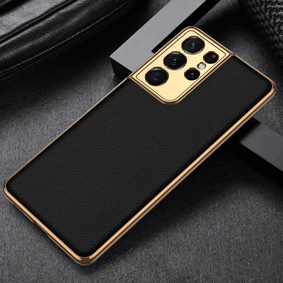 Zicowa Phone Case - Luxury Plating Leather Texture Case for Samsung Galaxy S21 Ultra S21