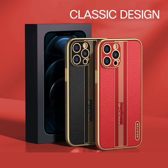 Zicowa Phone Case - Luxury Porsche Designed Genuine Leather Case For iPhone 12 Series