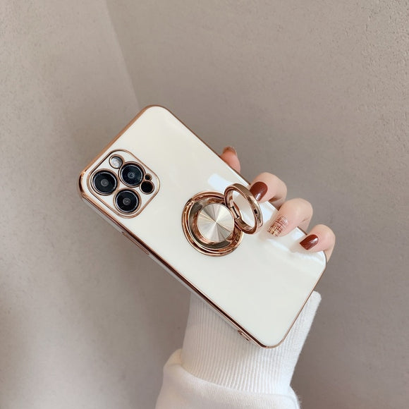 Luxury Ring Holder Plated Case For iPhone 11 12 Series