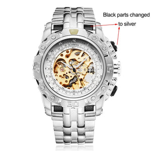 Luxury Silver Gold Automatic Mechanical Watch
