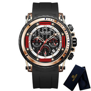 Luxury Gold Rubber Man Sport Wristwatch
