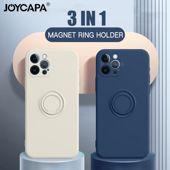 Magnetic Stand Liquid Silicone Phone Case For iPhone 11 12 Series