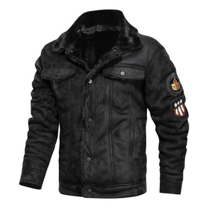 Autumn Thick Warm Fleece Leather Jacket