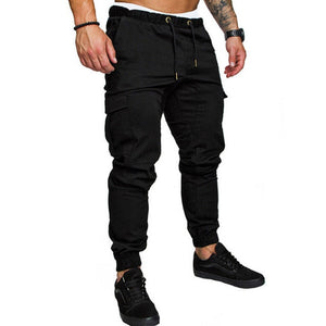 Solid Thin Cargo Sweatpants Male Multi-pocket Trousers