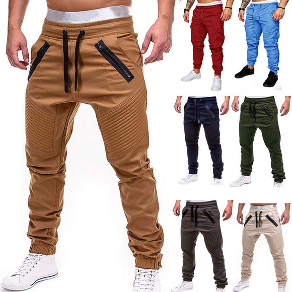 Solid Thin Cargo Sweatpants Male Multi-pocket Trousers