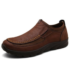 Zicowa Men Shoes - Leather Breathable Slip on Retro Driving Shoes