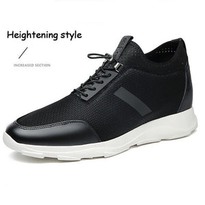 Breathable Leather Height Increase Male Sneakers