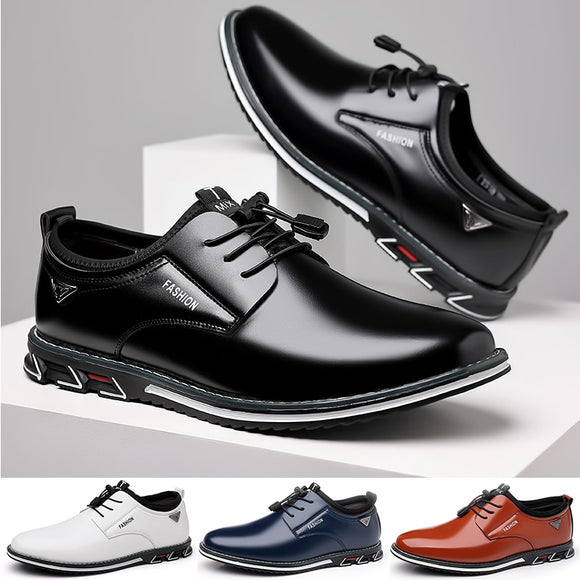 Men Lace Up Oxfords Black Leather Business Shoes