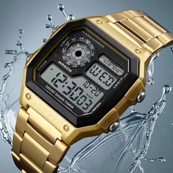 Men Waterproof Stainless Steel Business Digital Watch