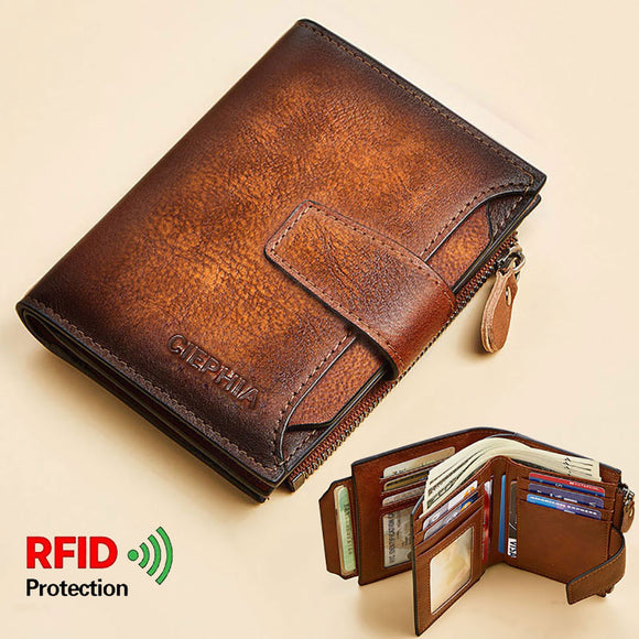 Men's Multi Function Vintage Business Leather Short Wallet