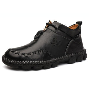 Zicowa Men Shoes - Autumn Winter Cow Split Leather Men Boots