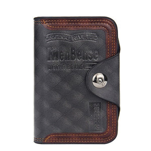 Men Retro Fold Magnetic Snap Leather Wallet