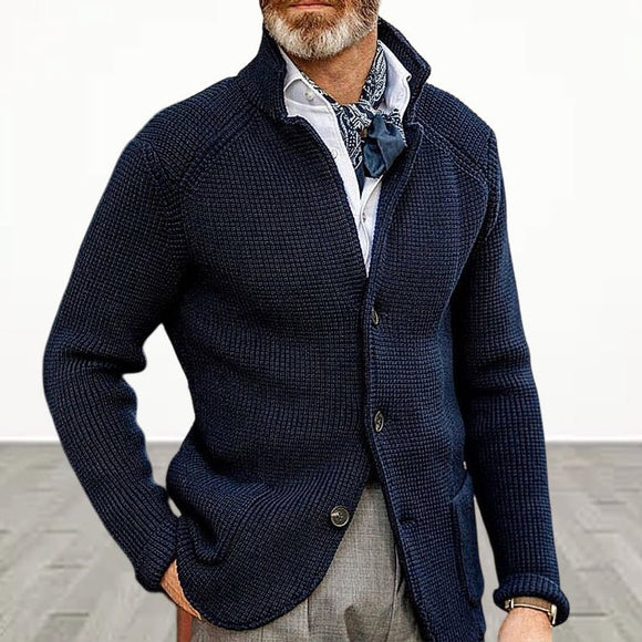 Mens Stand Collar Knitted Coat