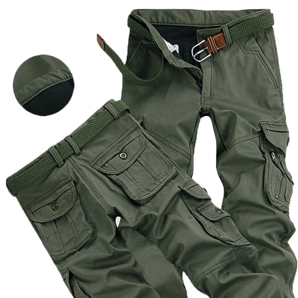 Zicowa Clothing - Casual Fleece Pockets Thick Warm Cargo Pants