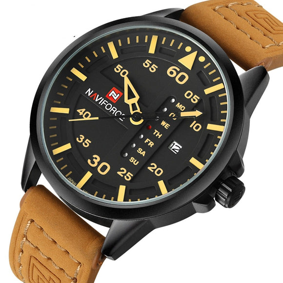 Men's Quartz Date Clock Man Leather Strap Sports Wrist Watch
