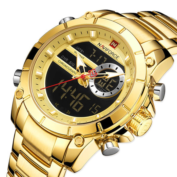 Luxury Gold Quartz Steel Waterproof Wrist Watch