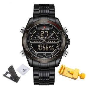 Digital Waterproof Quartz Chronograph Stainless Steel Men's Wrist Watch