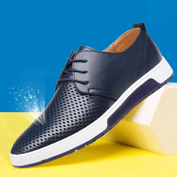 Zicowa Men Shoes - Breathable Holes Luxury Brand Flat Shoes