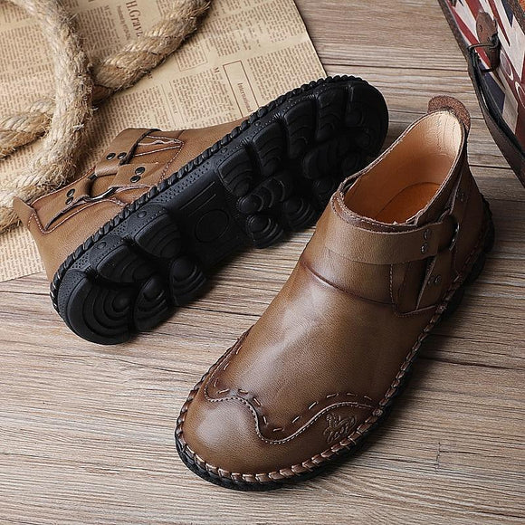 New Brand Autumn Winter Cow Split Leather Men Comfortable Motorcycle Boots
