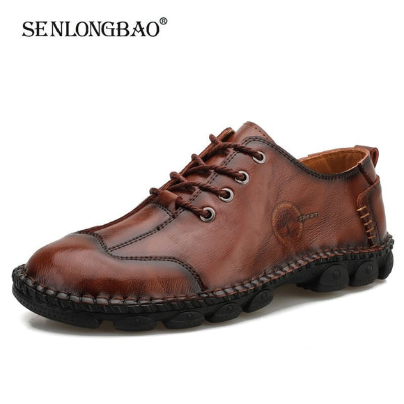 Zicowa Men Shoes - Genuine Leather Lace-Up Driving Shoes