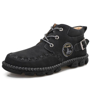 Zicowa Men Shoes - High Quality Split Leather Men's Motorcycle Boots