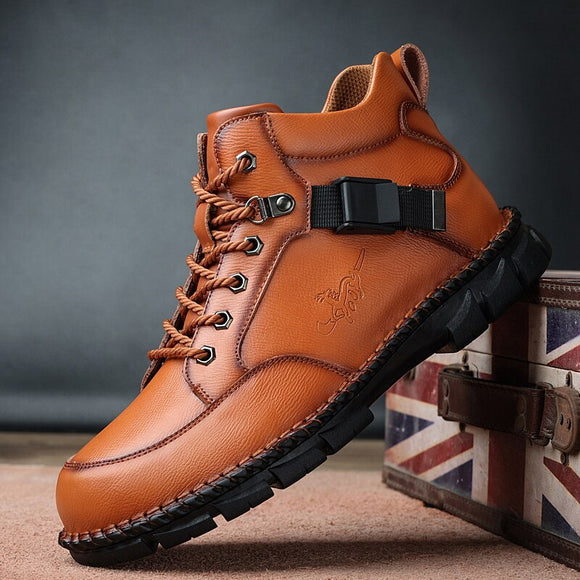 New High Tops Leather Man Casual Ankle Boots