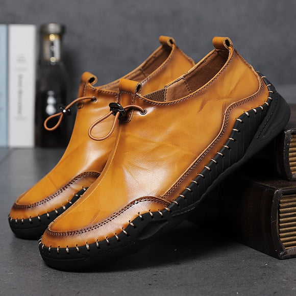 Zicowa Men Shoes - Handmade Lace-up Genuine Leather Casual Shoes