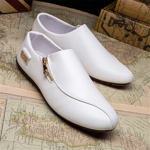 Zicowa Men Shoes - Genuine Leather Slip-on Soft Flats