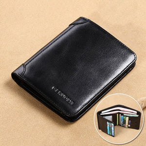 New Men's RFID Blocking Business Vintage Genuine Leather Wallet