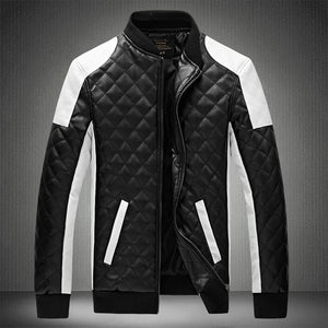 Men Stand Collar Casual Leather Jacket