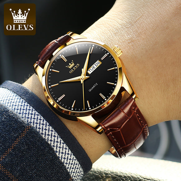 Luxury Men Leather Strap Quartz Wristwatches