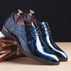 Leather Luxury Floral Pattern Men Formal Shoes