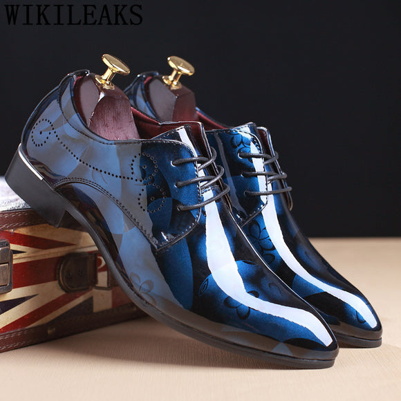 Leather Luxury Floral Pattern Men Formal Shoes