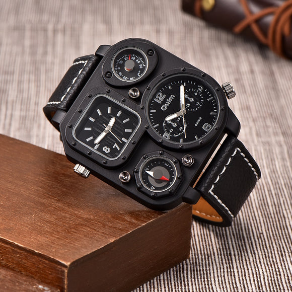 Square Dial Unique Decorative Compass Male Quartz Watch