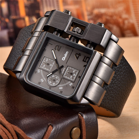 Luxury Square Dial Wide Strap Men's Quartz Wristwatch