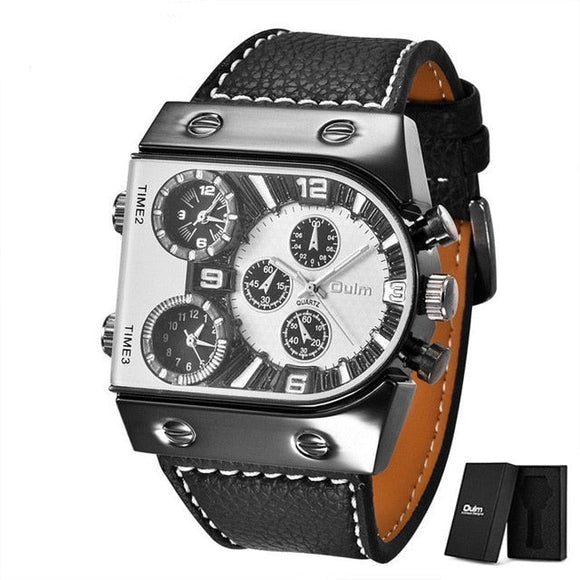 Mens Quartz Casual Leather Strap Wristwatch