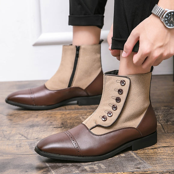 Luxury Pointed Toe Male Dress Wedding Boots