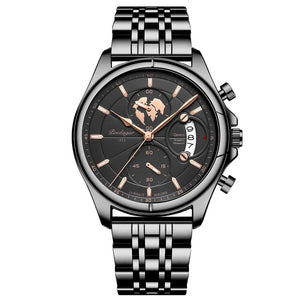 Business Waterproof Date Chronograph Full Steel Quartz Men Wrist Watches