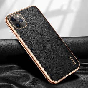 Zicowa Phone Case - Plating Frame Leather Case For iPhone 12 Series