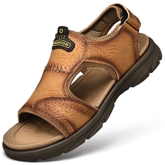 Plus size summer men's leather cowhide sandals